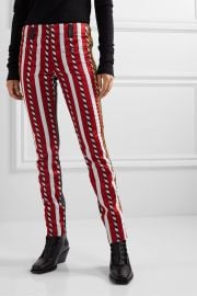 Haider Ackermann - Paneled embroidered jacquard and leather skinny pants at Net A Porter